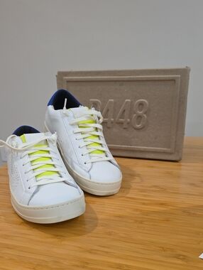 NEW $268 P448 JOHN STYLE CF23JOHN-M M LEATHER SNEAKERS IN FLIGHT SIZE 42